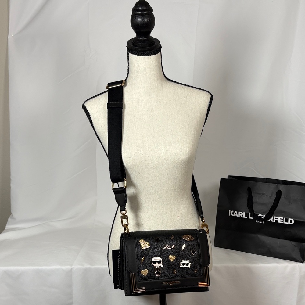 Karl Lagerfeld Black Embellished Crossbody Bag